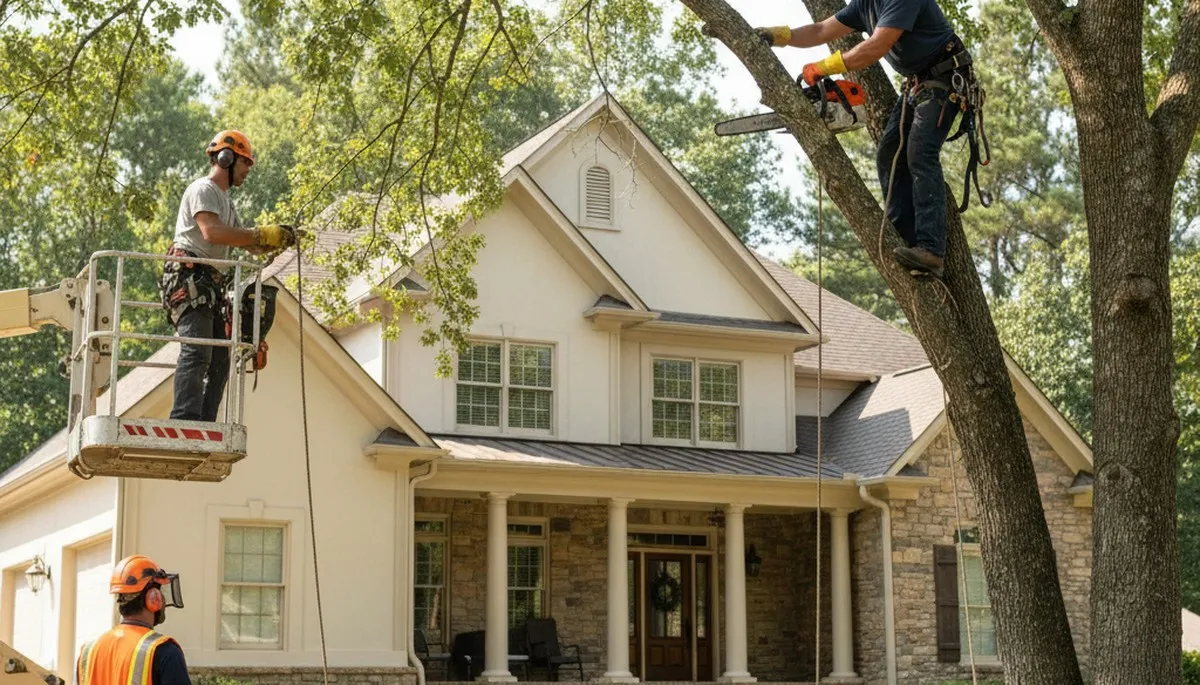 Atlanta tree service crew removing a tree, arborist and truck on-site in Atlanta, GA