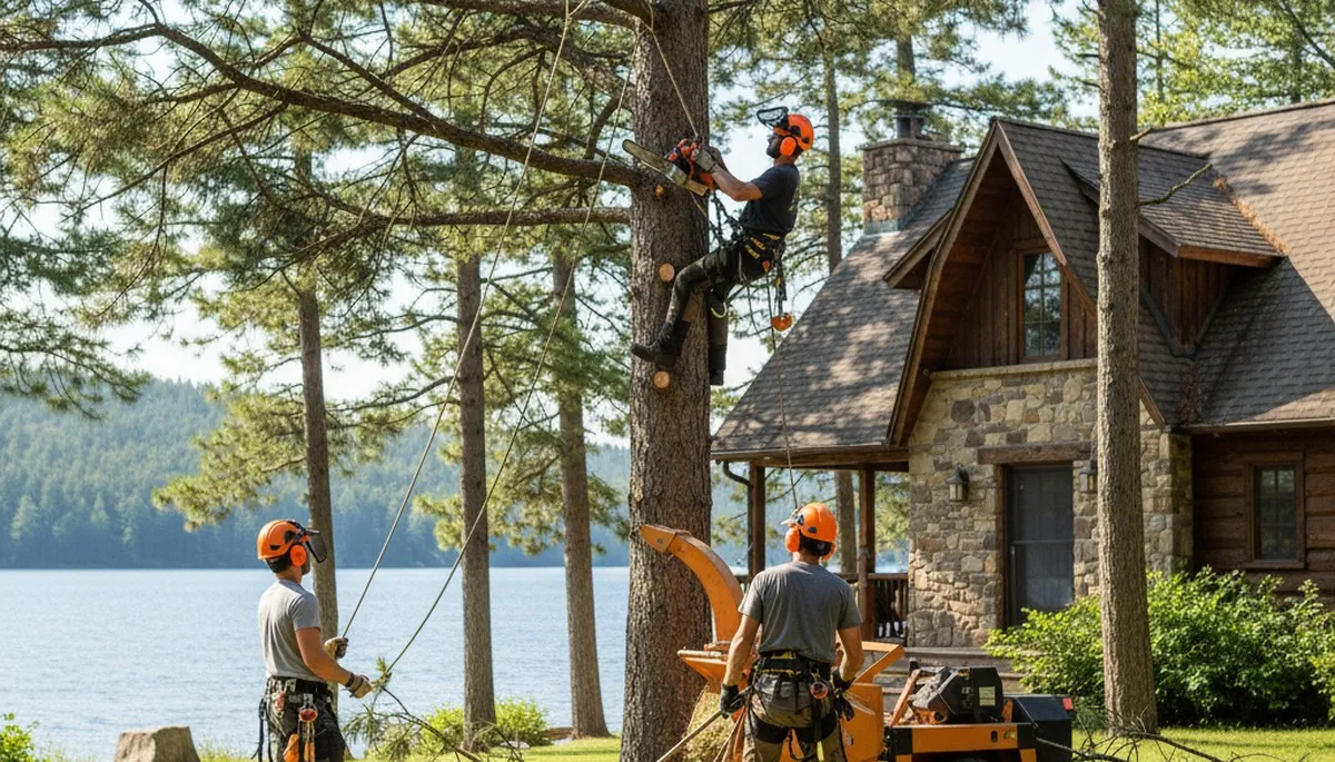 Tree service crew removing a tree in Atlanta, GA for Arbor Tree Removal Atlanta