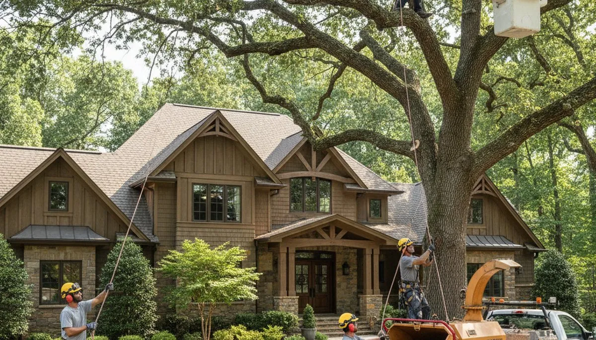 Atlanta, GA tree service crew trimming and removing trees for safe, professional property care