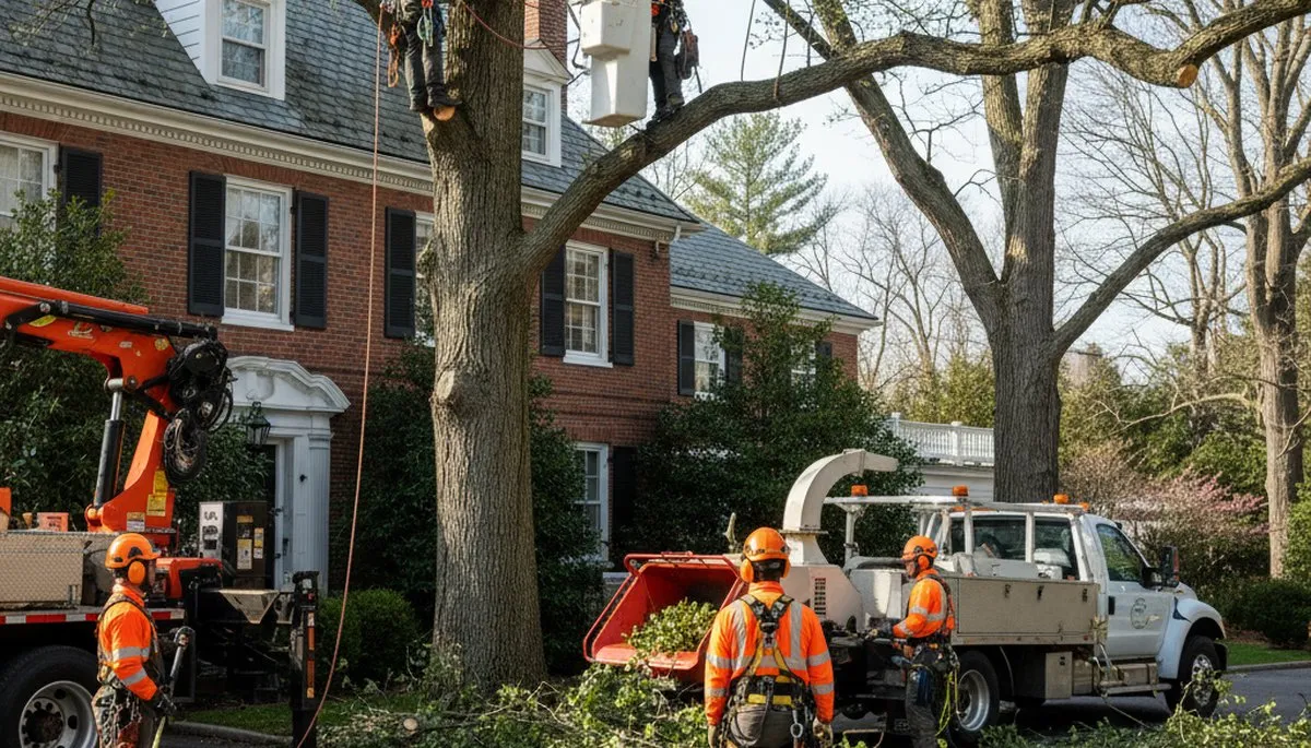 Atlanta tree service crew removing a tree in Atlanta, GA for safe residential property clearing