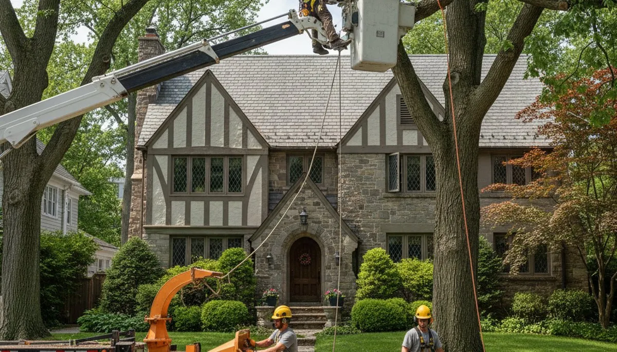 Tree service crew in Atlanta, GA providing professional tree removal and trimming for homes