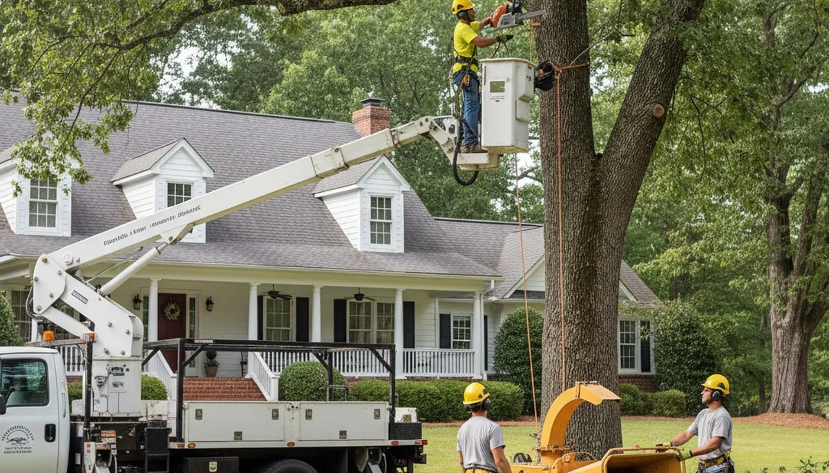 Atlanta, GA tree service crew removing a tree for safe residential property maintenance