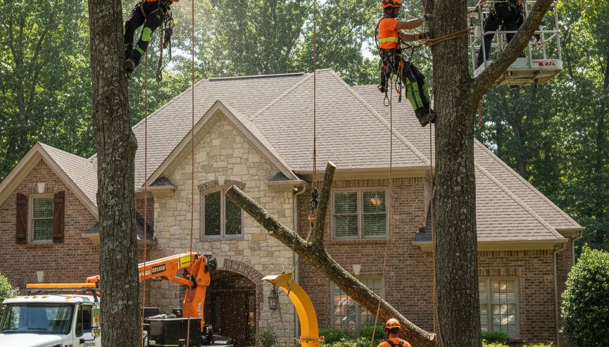 Atlanta, GA tree service crew removing a tree for safe residential property care